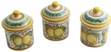 SET BARATTOLI SALE ZUCCHERO CAFFE' CERAMICA LIMONI ART 8