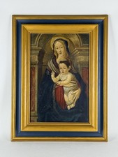 Quadro “Madonna Con Bambino” Dipinto Ad Olio Su Tavola Legno XX Sec.