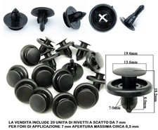 20 RIVETTI 7 mm PLASTICA CLIPS