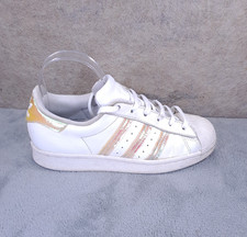Adidas Superstar Women's Leather Sports Shoes Lace Up Closure Sz 36 White