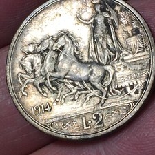 2 LIRE 1914 R QUADRIGA BRIOSA VITTORIO EMANUELE III REGNO D'ITALIA ARGENTO