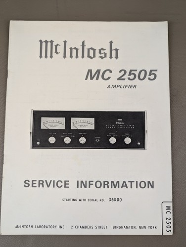 Mcintosh 2505 amp manuale - mcintosh,