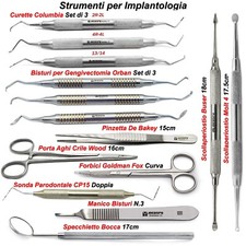 Kit Chirurgia Parodontale Scollaperiostio Bisturi Gengivectomia Sonda Curette CE
