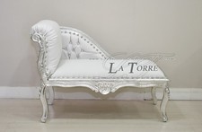 Dormeuse panca romana divano panchetta legno argento ecopelle bianca k85