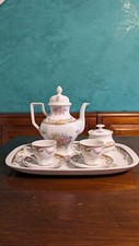 Servizio da tè LIMOGES - Dip. a mano - [Teiera, zuccheriera, 2 tazzine, vassoio]