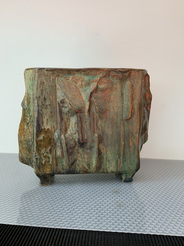 Vaso ceramica verde scultura
