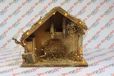 Presepe Natale Pastori Capanna Artigianale Illuminata Made In Italy