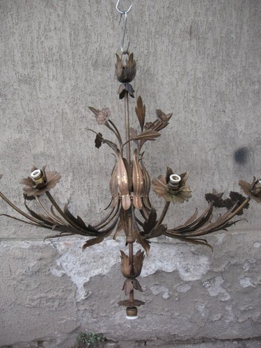 Lampadario ferro dorato - lampadario,