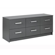 Mobile Basso Cassettiera 120 cm Grigio con 6 Cassetti Mobiletto Porta TV Moderno