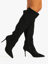 Scarpe da donna scarpa stivali alti Laura Biagiotti tacco alto spillo nero nuovo