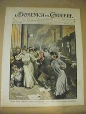LA DOMENICA DEL CORRIERE n.39-1908 / a fuoco l'ufficio dei telefoni a Parigi