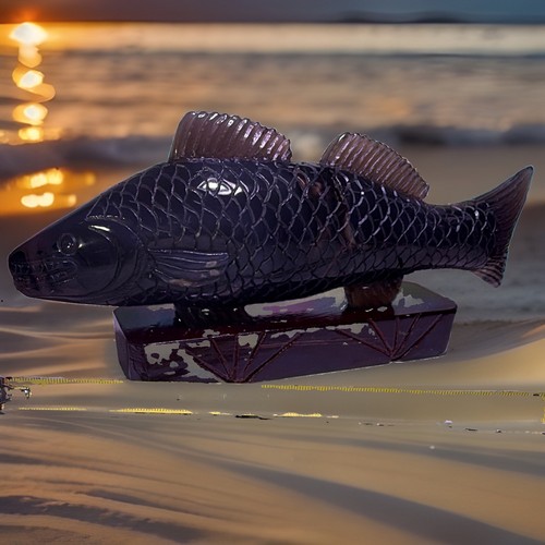 Scultura statuina pesce nero