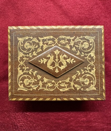 Rara scatola legno intarsiata - rara,