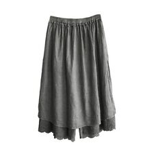 Femme Lin Pantalon Jambe Large Jupe Dentelle Florale en Vrac Décontracté Vintage