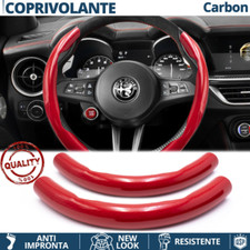 COPRIVOLANTE per ALFA ROMEO Effetto FIBRA CARBONIO SOTTILE Rosso Sportivo Tuning