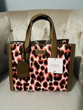 Borsa a mano Kate Spade Katy Manhattan moderna leopardata piccola pelo vitello rosa