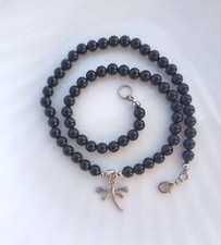 Libellula collana argento 925 e onice- Collana donna pietra naturale