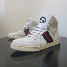 Gucci Shoes 40 EU Hi-Top White Leather Unisex Sneakers Model "257353"