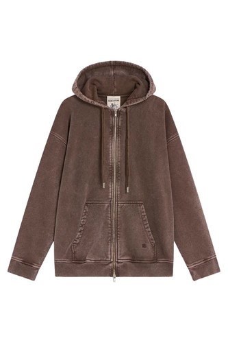 Felpa donna zip cappuccio - cappuccio, over