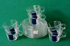SET SERVIZIO 6 TAZZINE 6 PIATTINI DA CAFFÈ LAVAZZA IN VETRO NUOVE. CX94
