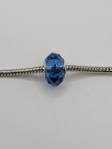 Charm perle vetro blu 925 - in,