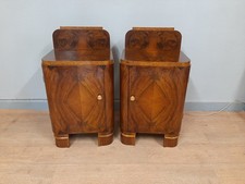Coppia di comodini art deco in noce italiano dal 1930-40, restaurati