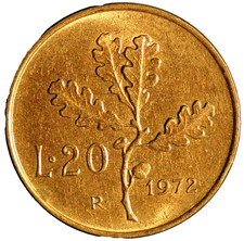 Italy 20 Lire 1972 KM# 97