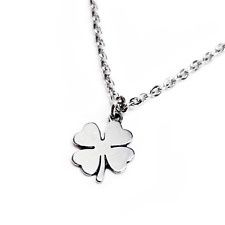 Collana Quadrifoglio in Acciaio inox Portafortuna Argento con ciondolo da donna