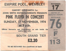 Pink Floyd  In Concert 1974 Wembley  Ticket / Konzertkarte / Eintrittskarte