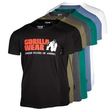 T-shirt classica Gorilla Wear bodybuilding fitness tee gym wear nero verde 