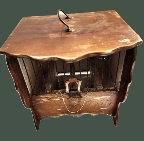Vintage wooden bird cage - bird,