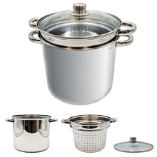 Cuocipasta Pentola Scolapasta con Coperchio e Manici in Acciaio Inox