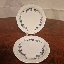 Winterling Röslau Bavaria 2 piatti da torta violetta bordo rosa 8 angoli 