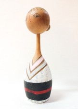 Bambola vintage giapponese creativa SOSAKU Kokeshi 17 cm 6,7" capelli chignon elegante magra