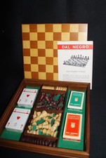 GIOCO DA TAVOLO SCACCHI DAMA 4 MAZZI DI CARTE SCATOLA LEGNO DAL NEGRO MAI USATO