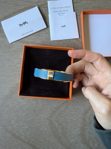 Bracciale hermes logo blu - hermes, blu/oro