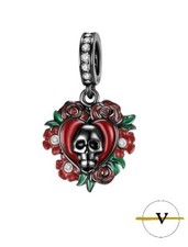 CHARM TESCHIO NERO ROSE ROSSE