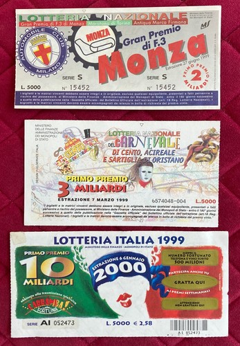 Biglietti lotterie 1999 - biglietti,