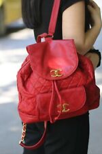 Chanel CC Quilted Lambskin Leather Chain Backpack Medium Size Rare