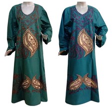 Abito Caftano Ricamato Cotone