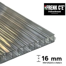 LASTRA POLICARBONATO TRASPARENTE ALVEOLARE 16 MM RINFORZATA 4 PARETI FINO 2000mm