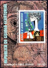 Guinea Equatoriale 1975 Pablo Picasso Dipinti Astratti Arte Artista Imperf MNH