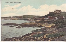 Guernsey: 'Cobo Bay' EDVII postcard, to London, 20 Oct 1908