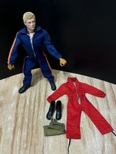 PALITOY Action Man Figure DIAVOLO ROSSO/ELICOTTERO PILOTA UNIFORME floccato capelli biondi 