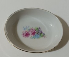 Ciotolina Porcellana Rose Con Bordo Oro Zecchino Capodimonte 8 Cm X 6,5 Cm 