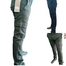 Pantaloni Uomo Cargo vita alta regular con Tasche Laterali Multi-tasche tasconi