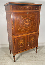 ANTICO MOBILE BAR SECRETAIRE LUIGI XVI LEGNO INTARSIATO RADICA LUCE LIQUORI