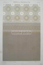 ARTE DECORATIVA_ANTICHE DECORAZIONI MURALI_BASSECHES_BELLA ANTICA STAMPA_D'EPOCA