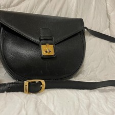 Bally borsa a tracolla vintage in pelle nera stile retrò