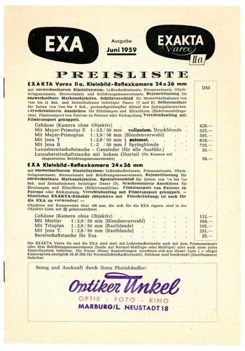 Listino prezzi ihagee - prezzi,